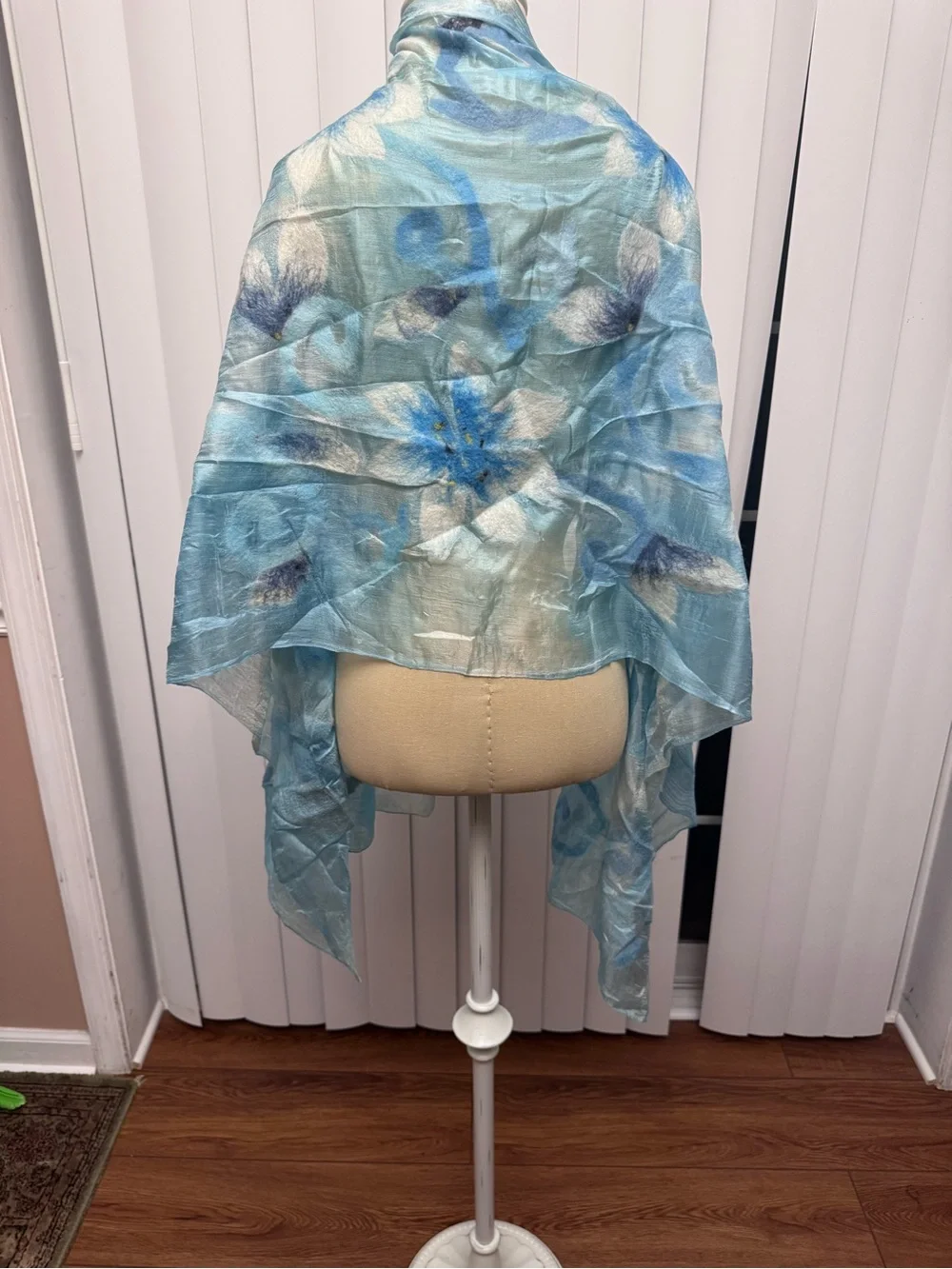Pair of Floral Lightweight Wrap Scarves - orange/pink and Blue